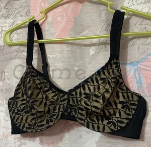 OLGA By WARNERS Sheer Bra Leaves Minimizer Lace 36C Black Style#35519 - Picture 1 of 7