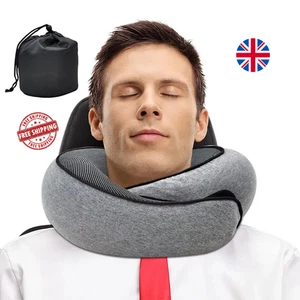 Travel Neck Pillow Memory Foam U-Shape Snail Support | Portable Adjustable Soft - Picture 1 of 14