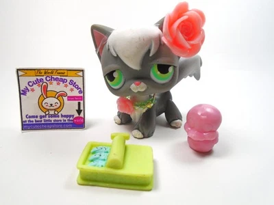 Gato Angora Gris Raro Littlest Pet Shop Nº # Auténtico con accesorios Foto 1 de 3