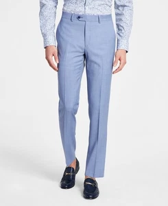 Pantalones azules Bar III ajustados de mezcla de lana lisa 33 X 32 para hombre nuevos $175 MCSTPCOW0020 - Imagen 1 de 2