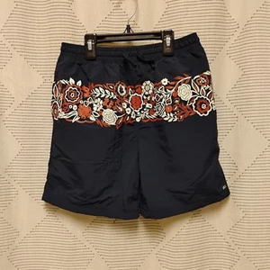 Free Assembly Floral Patterned Boy's Swim Shorts - Navy and Red Size Large - Picture 1 of 9