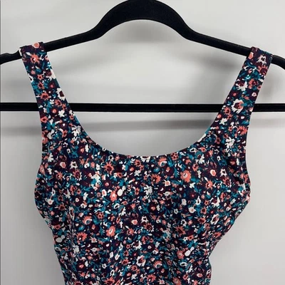 L. L. Bean floral print scoop back modest one piece swimsuit sz M - Image 1 of 4