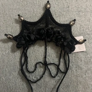 Gothic Headband Halloween Black Rose Headpiece Head Chain Vintage Flower Head... - Picture 1 of 4