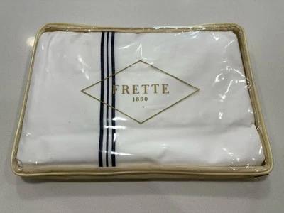 FRETTE Triplo Pipeline Queen Duvet Cover 91”x91” White / Blue Navy MSRP $1,250 - Image 1 of 4