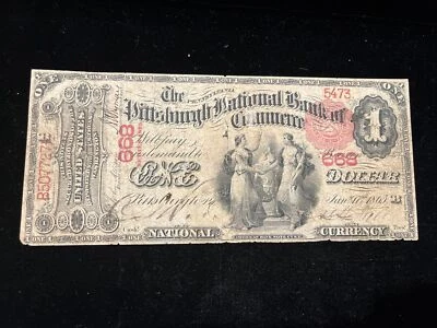 1875 $1 ACE ! National Currency The PITTSBURGH National Bank Commerce PA CN #668 - Image 1 of 4