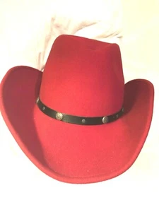 New York Hat Co. RED Black Band Silver Tone Medallions Western Cowboy  Rodeos - Picture 1 of 12