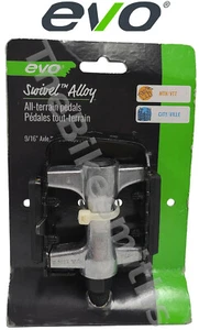 EVO Swivel Lightweight Alloy Black and Silver 9/16" ATB Bike Pedals - Imagen 1 de 5
