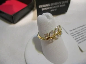 AVON Sterling Sliver CZ Olive Branch Motif Ring - Silver with CZ Leaves Size 5 - Picture 1 of 12