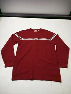 Point Zero Men's Knit Sweatshirt Red Small Long Sleeve Chest Striped Crew Neck - Picture 1 of 5