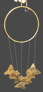 Vintage Brass Hanging Butterfly Wind Chime Quality Heavy Duty Older 70's Beauty - Picture 1 of 6
