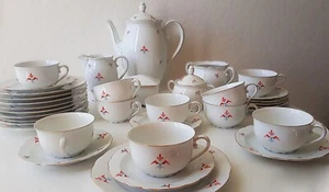 30er Art Deco Bavaria Goldrand Kaffee Geschirr Set Porzellan 34 teilig 40er - Bild 1 von 13
