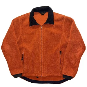 Vintage LL Bean Outdoors Mountain Deep Pile Fleece Full Zip Jacket M Orange RARE - Picture 1 of 10