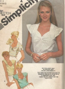9916 Simplicity Sewing Pattern Pullover Top Sweetheart Neckline Size 8 10 Vtg - Picture 1 of 4