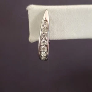 Swarovski Rhodium Plated Half Hoop Crystal Earrings Swan Signed Bridal Pierced - Picture 1 of 6