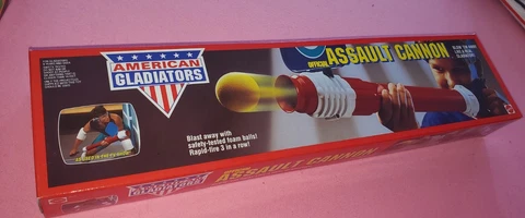 American Gladiator Assault Canon  1992 Very Rare MIB Mint Condition vtg Mattle Cover