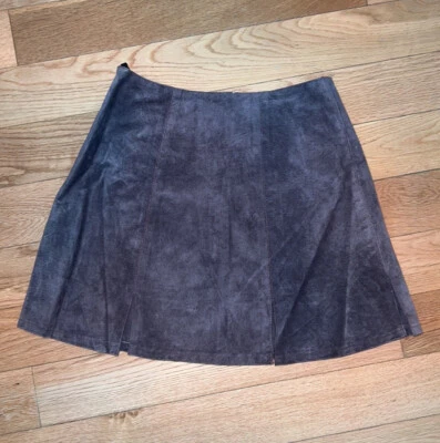 Minifalda vintage años 90 Nice Things Australia gamuza marrón acento divisiones EE. UU. 4 Foto 1 de 4