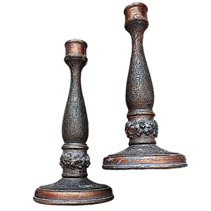 Wood vintage antique looking candle holder 10” set of 2) - Picture 1 of 7