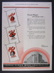 1933 Gold Twin Silver Bell Flours Topeka Flour Mills ks kansas vintage print Ad - Picture 1 of 1