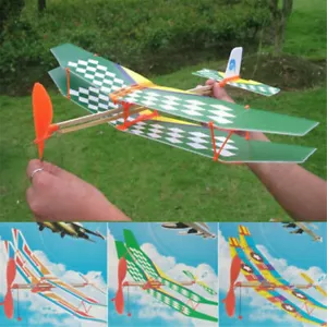 Rubber Band Elastic Powered Glider Flying Plane Airplane DIY Kids Toy Xmas Gift - Picture 1 of 6