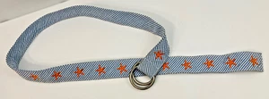 J Crew D Ring Striped Starfish Belt Blue Orange S / M - Picture 1 of 6