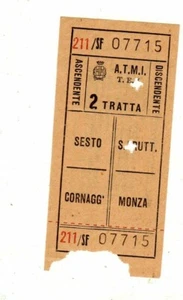 BIGLIETTO  A.T.M.I  TEI  TRAM  2 TRATTA   MONZA  S. FRUTTUOSO SESTO S.GIOVANNI  - Foto 1 di 1