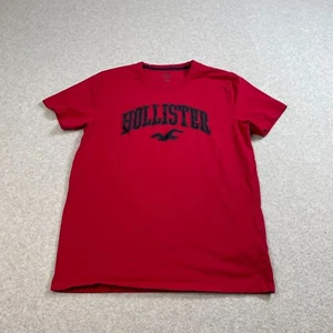 Hollister Shirt Men M Red Spellout Logo Fitted Capsule Academia Heritage Y2K - Picture 1 of 7