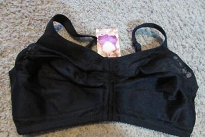 NEW/tags 48DDD COMFORT CHOICE lace adjustable front hook black bra w/pad straps - Picture 1 of 12
