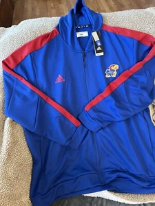 Kansas Jayhawks Adidas Aeroready Blue/Red Full Zip Hooded Jacket Men’s 3XL New - Picture 1 of 1