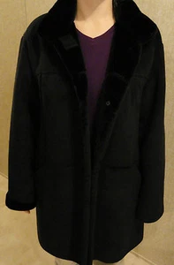 Jones New York Coat Acrylic Fur - Black - Style J21765 - Picture 1 of 6