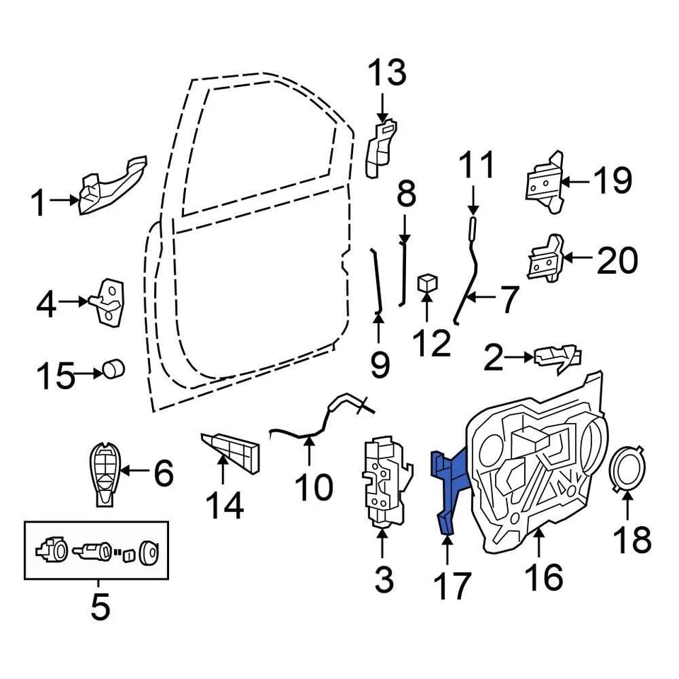 For Chrysler Town & Country 08-16 Chrysler Right Door Latch Reinforcement - Image 1 of 1
