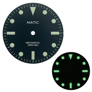 28.5mm Black SUB Watch Dial No Date for NH38A NH35A - Super Luminous C3 Lume - Picture 1 of 5