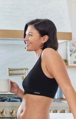 Jockey Women's Bralette Size Large Organic Cotton Color Black New with Tags - Image 1 of 4