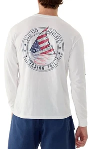 SALT LIFE Blanco "ESTRELLAS Y RAYAS PEZ ROJO" LS, BOLSILLO HOMBRE XXLARGE 2X - Imagen 1 de 2