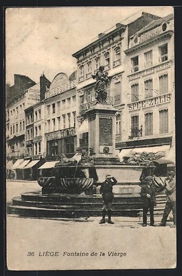 CPA Liège, Fontaine de la Vierge 1913  - Photo 1/2