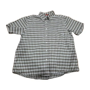 Eddie Bauer Herren XL kariertes Kurzarm Hemd mit Knopfleiste Freizeit grau weiß - Bild 1 von 4