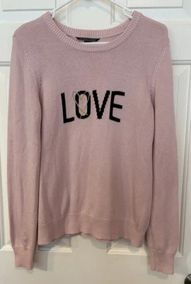 Suéter Victoria's Secret Love M Mezcla Cachemira Rosa Negro Bordado Corazón Foto 1 de 4