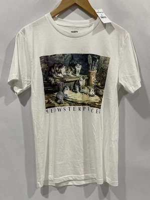 White Gsrphic Cats Meowsterpeice Thsirt Size Small New with Tags - Image 1 of 4