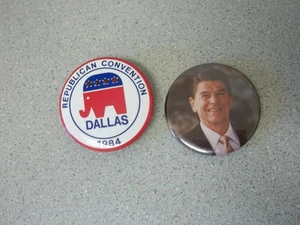 Vintage Pinbacks Republican Covention Dallas 1984 und Ronald Reagan Portrait - Bild 1 von 7