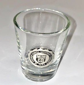 Vaso de chupito de la Universidad de Cornell transparente con sello de metal vajilla de colección - Imagen 1 de 5