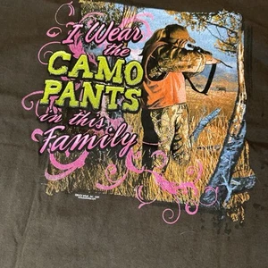 Buck Wear T-Shirt Womens XL I Wear Camo Pants Hunting Brown Top Cute Delta - Picture 1 of 9