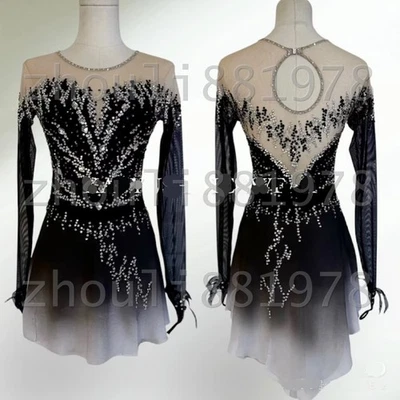 New  Ice Figure Skating Dress Figure Skating Dress For Competition black dyeing - Image 1 of 4