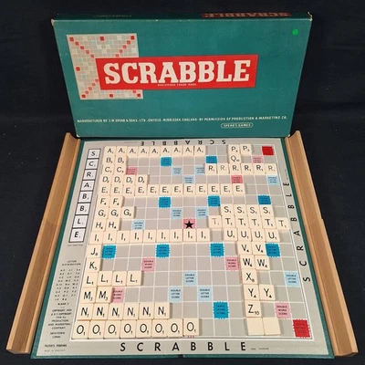 Scrabble 1955 Spears Games Vintage Rare Wooden Tile Racks Board Game Complete - Image 1 of 4