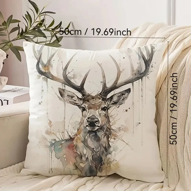 Kissenhülle Hirschkopf Kissenbezug  Kissen Dekokissen  45x45 cm Sofakissen - Bild 1 von 1