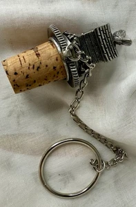 Pewter Cork Stopper, Beautiful Ring & Chain, Birdhouse & Bird Design - Picture 1 of 5
