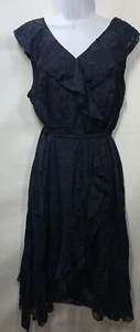 GRACE KARIN Women's Wedding Dress V Neck Ruffle High Waist Midi Navy Size XL - Picture 1 of 6