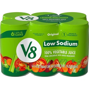V8 Low Sodium Original 100% Vegetable Juice, 5.5 Fl Oz Can (Pack of 6) - Picture 1 of 12