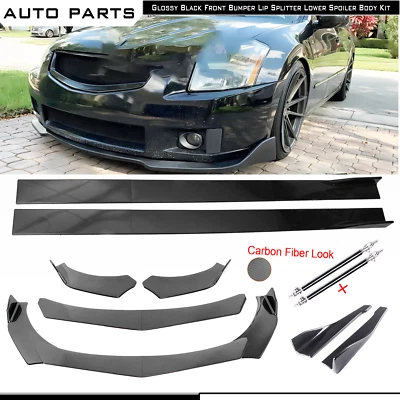 Front Bumper Lip Splitter Spoiler Rear Lip Strut Rod For Nissan GTR Maxima Foto 1 de 4