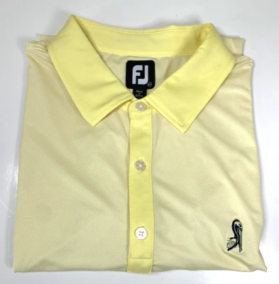 FootJoy FJ Polo Men's Golf Shirt 2XL Yellow Solid Short Sleeve Pelican Logo - Image 1 of 4