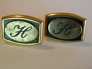 Vintage HICKOK GOLD tone letter H cufflinks - Picture 1 of 2