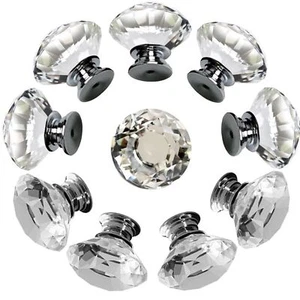 10x Kristall Glas Schrank Kleiderschrank Schublade Schrank Küche Zug Griff Knauf 30 mm - Bild 1 von 10